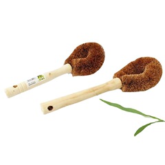 Natural Coconut Palm Fiber Pot Scrubber Handle, Non-Damaging to Pots, Oil-Resistant, Palm Fiber Pot Scrubber, Pot Cleaning Magic Tool for Kitchen