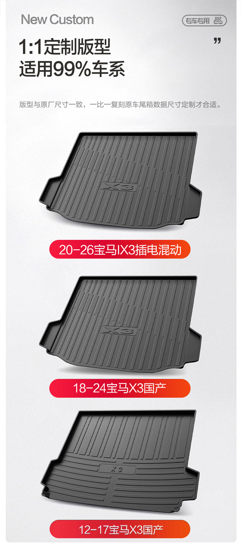 Suitable for Bmw X3 Trunk Mat, Interior Decoration Supplies, Car Interior Modification Accessories, 2026 Model Rear Trunk Mat