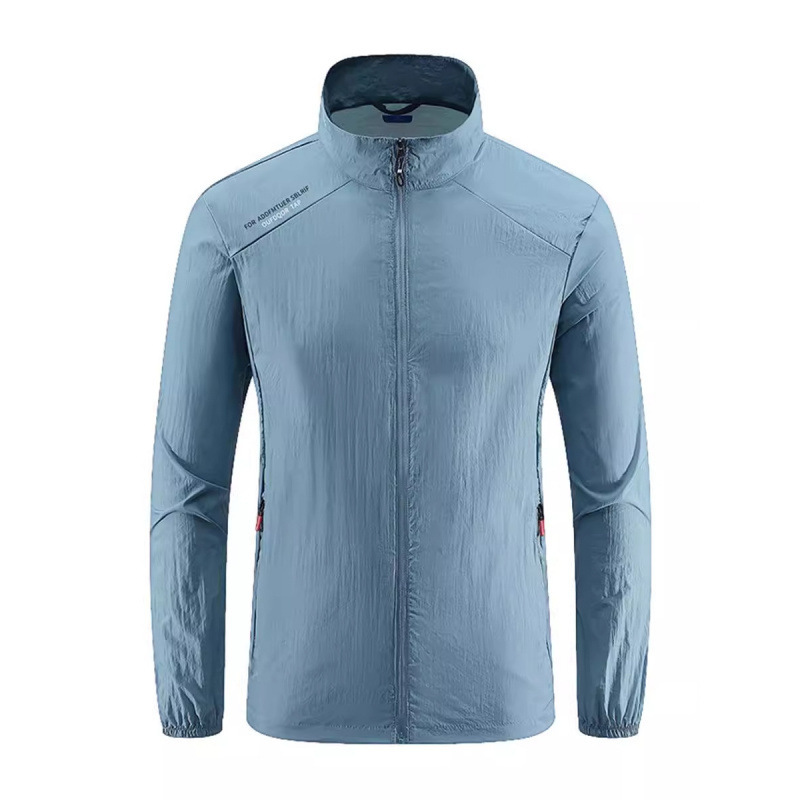 Trajes de protección solar transfronterizos para hombres verano 2024 ocio delgado seda de hielo ropa de protección solar transpirable al aire libre ropa de piel seca rápida moda