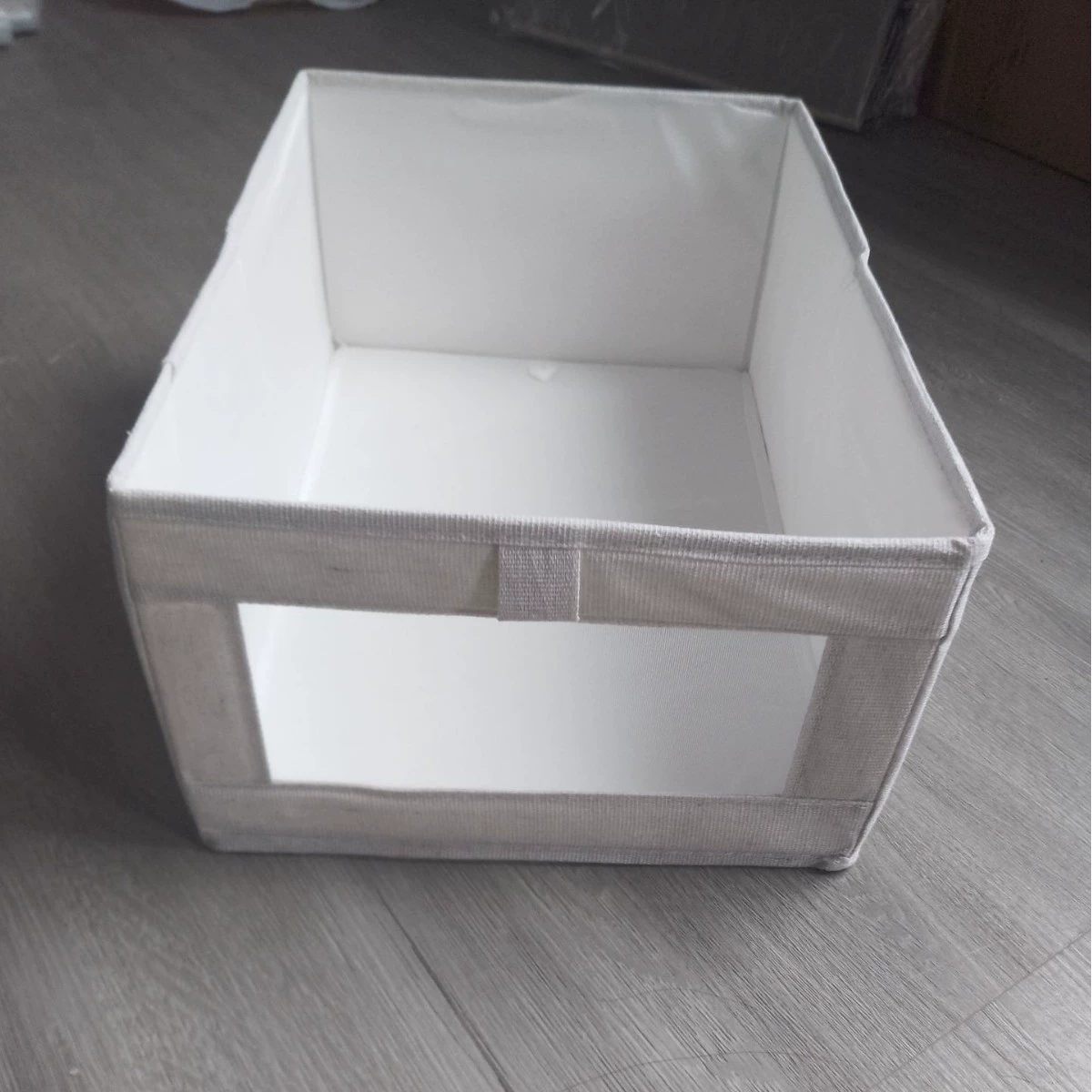Foldable Storage Box (YOUNA) Cotton-Linen Organizer, Clear Window, Multiple Sizes
