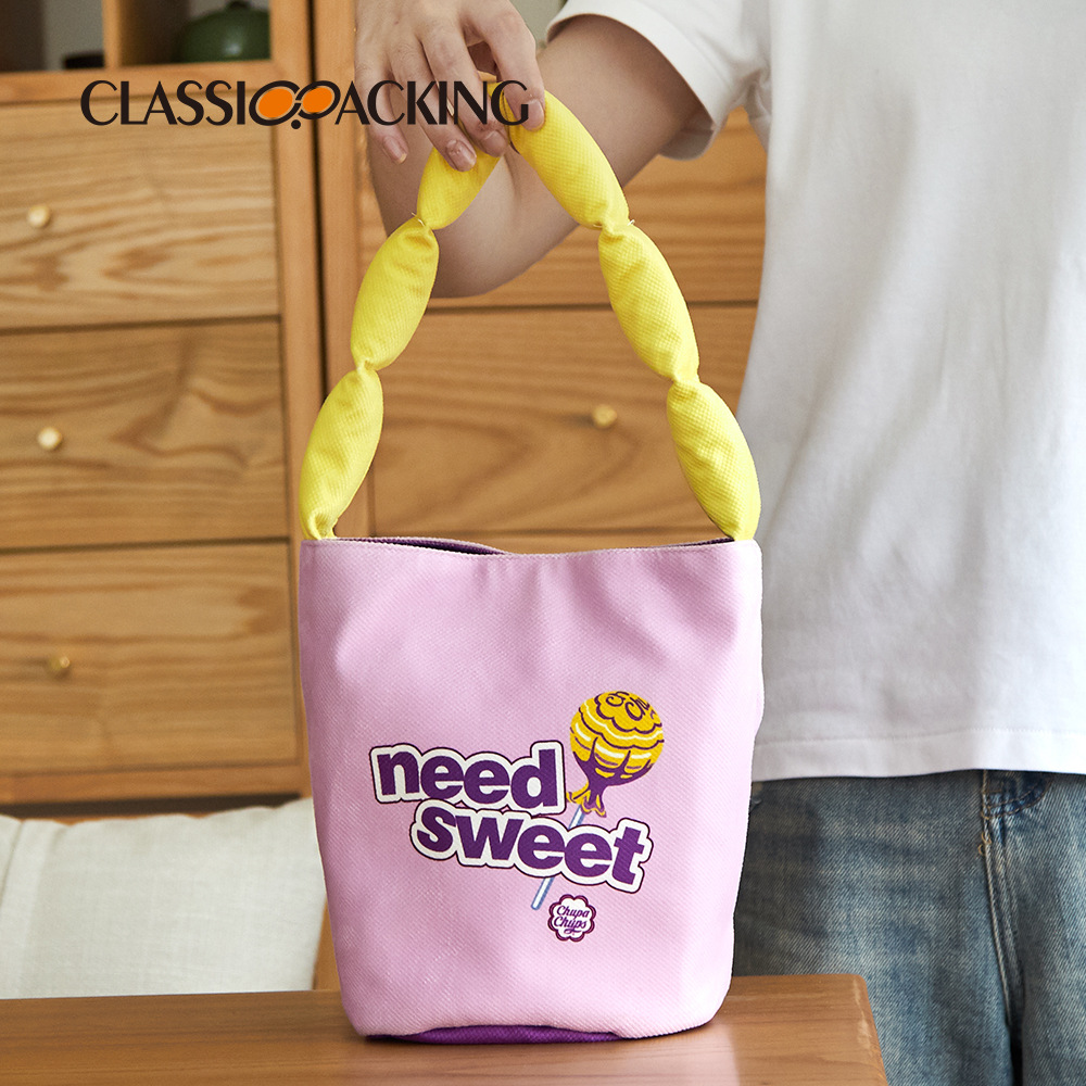 Bolso de moda lindo japonés del INS Bolso de cubo personalizado simple algodón-llenado perla del bolso con el logotipo impreso