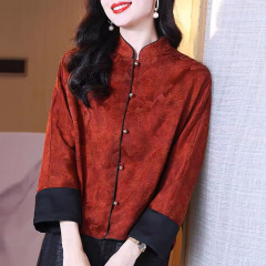 香云纱新中式国风外套年轻款唐装女装中国风真丝桑蚕丝上衣秋季