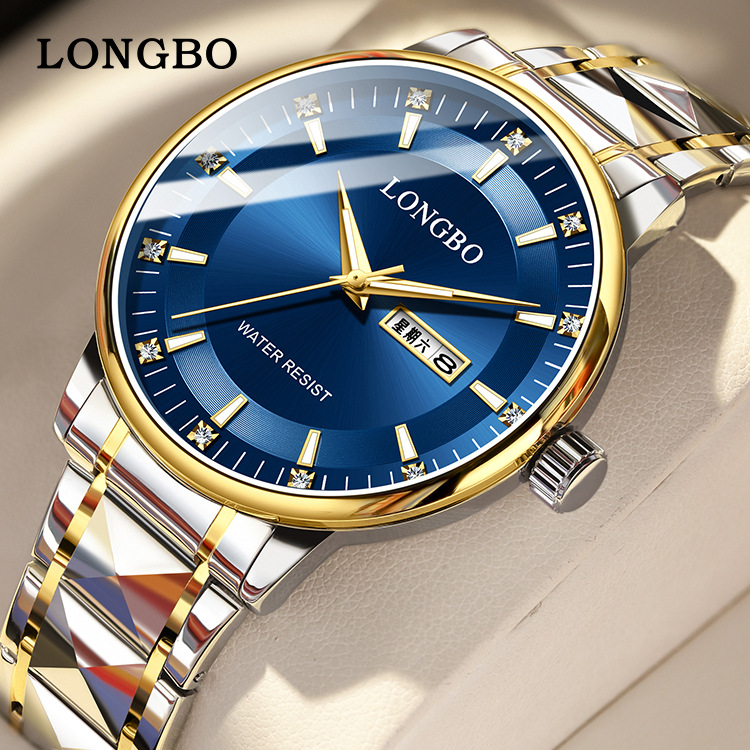 Longbo brand watch waterproof new men's watch double calendar luminous quartz watch live foreign trade explosions wholesale cross-border