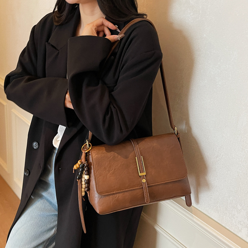 Bolso de viaje retro de trabajo de mujer de gran capacidad 2025 nuevo otoño ocio versátil bolso de hombro pequeño bolso cuadrado