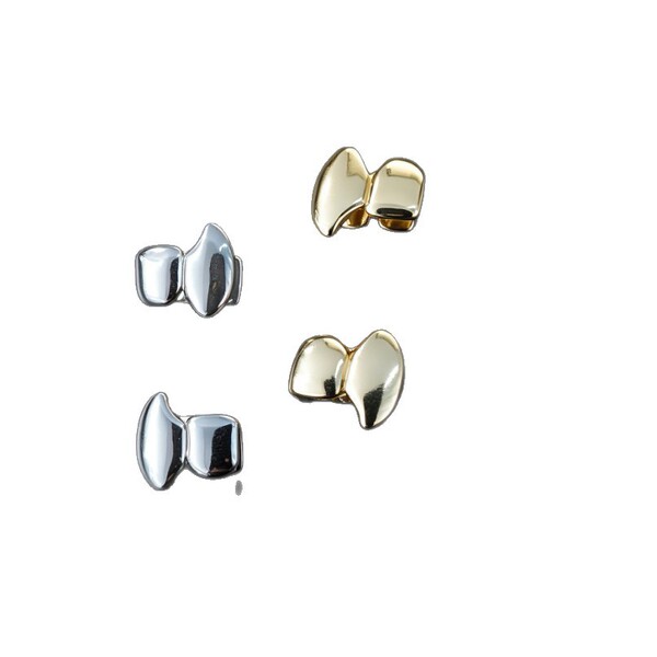 Cross -border hip -hop braces double golden tooth Halloween silver…