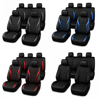 Universal seat cover PU leather full-cover cushion set - gray-nine-piece-set
