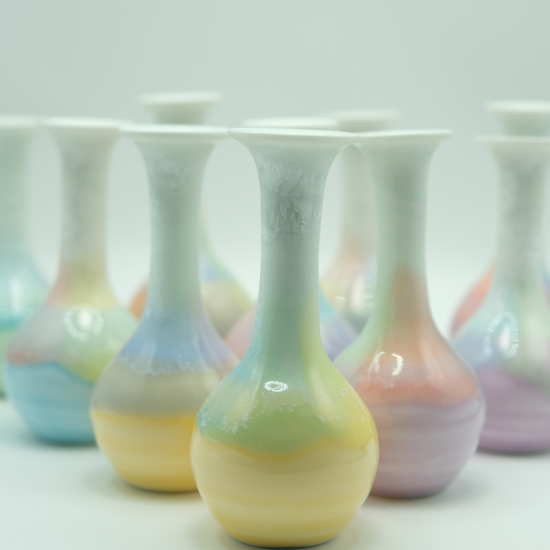 結晶釉薬陶磁器ミニ花瓶高級感水培花挿し装飾品机客間デスクトップ芸術装飾品|undefined