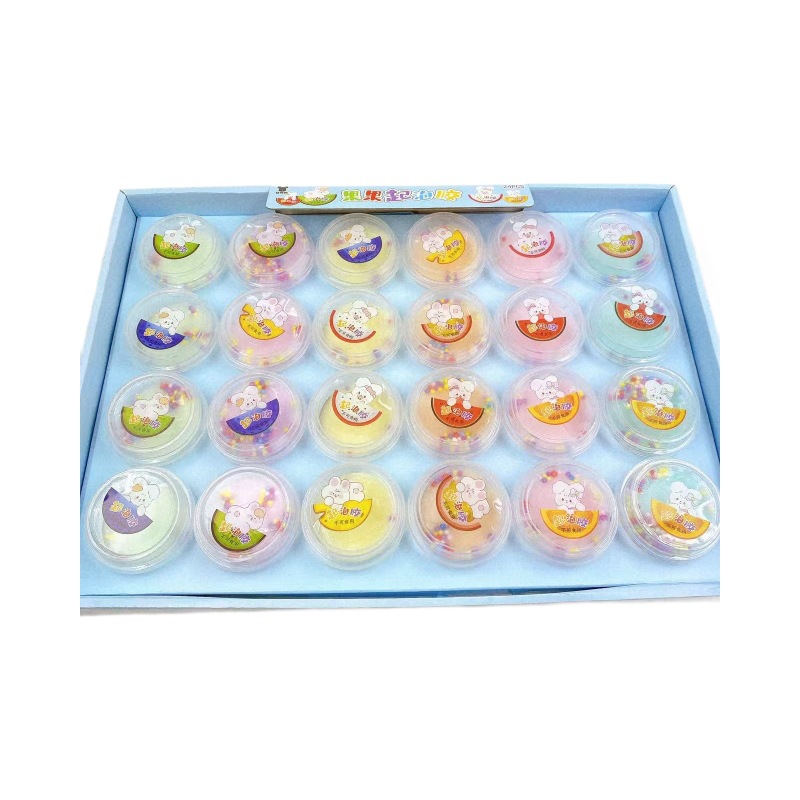 Nuevos regalos de goma espumante en caja de barro colorido slime al por mayor diy reducción de presión juguetes infantiles puzzle 1 yuan al por mayor