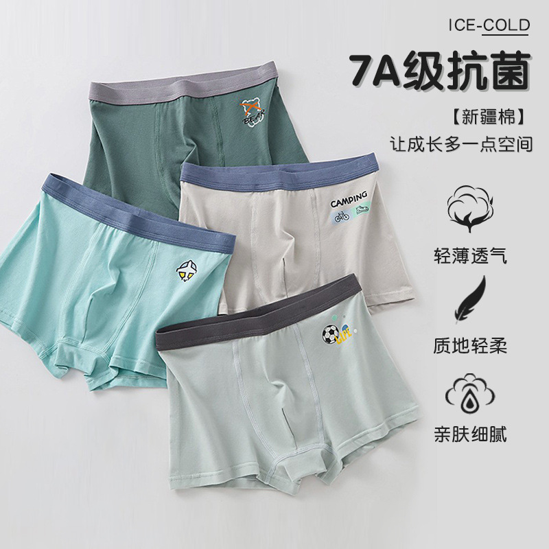 2025 Spring and Autumn New Thin Teenage Men's Cotton Developmental Boys Junior High School Students Fat Children Medium and Large Children's Shorts Underwear