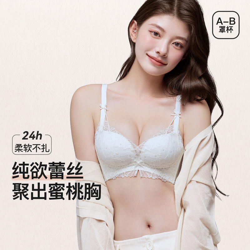 New Sexy Pure Lust Lace Intimates for Women, Thin, Small Breasts, Push-Up, Breathable, Comfortable and Beautiful Back Bra