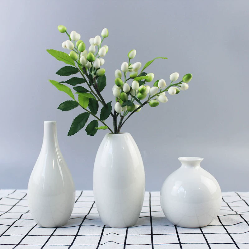 Печь Снежинка Глазурованная керамика Фарфоровая ваза Скандинавский офис Украшение дома Ваза Керамические украшения Цветочная компоновка Набор из трех предметов