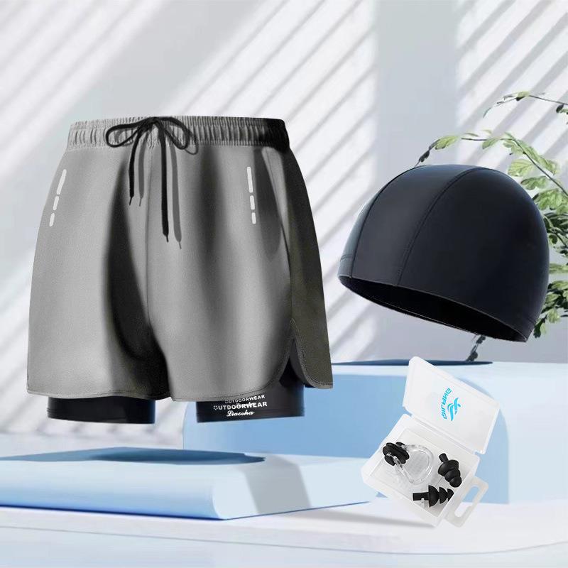 라이트 그레이 (수영복 + 수영모 + 코 클립 귀마개)