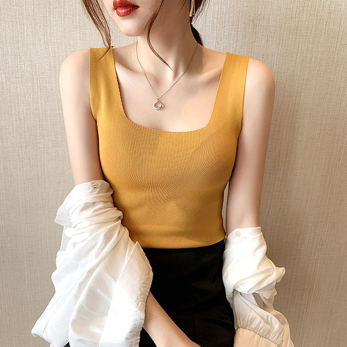 毛衣女韩版黑色吊带背心女内搭打底衫女外穿时尚春季紧身纯欲上衣