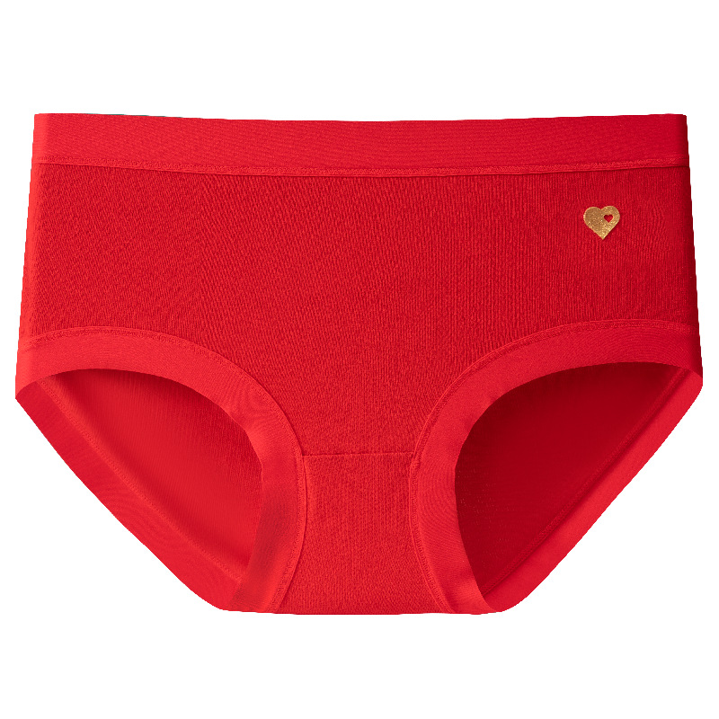 Año de nacimiento ropa interior de algodón de las mujeres entrepierna antibacteriana mediados de cintura sin costuras más tamaño pantalones cortos cabeza boda ropa interior roja