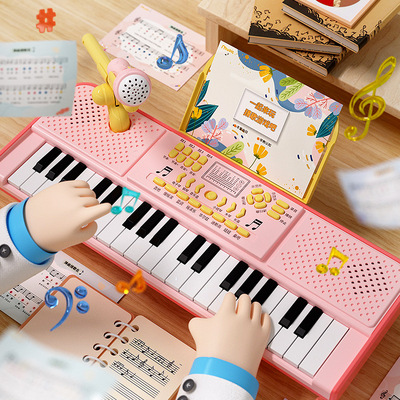 儿童电子琴初学者多功能电子钢琴带麦克风女孩3-6岁乐器玩具批发
