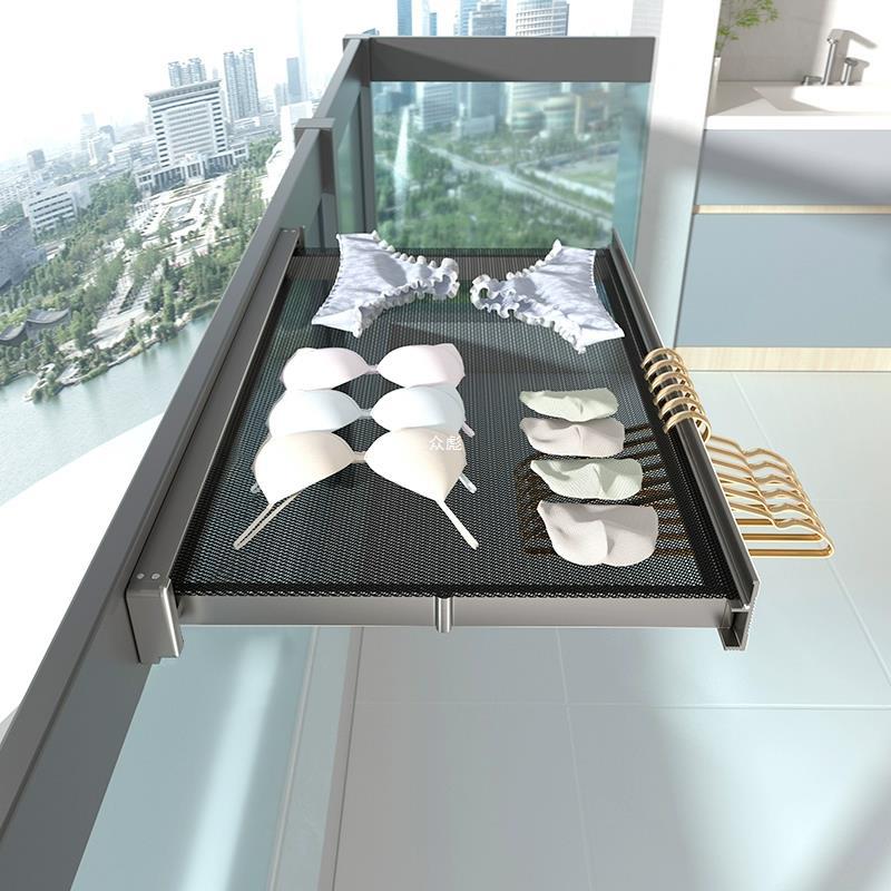 Balcony pull folding net window drying rack telescopic hidden socks…