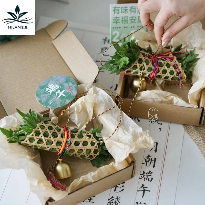 Dragon Boat Festival hecho a mano bricolaje bambú barco dragón barco ajenjo bolsita ramo embalaje decoración de la puerta colgante joyería de coche hecha a mano