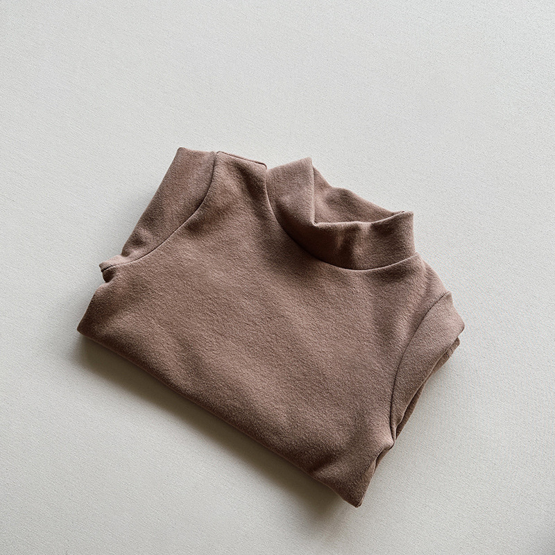 Camisa de fondo de cachemir de algodón para niños 2024 Otoño e Invierno para hombres y mujeres Camiseta de manga larga con cuello medio para niños ropa de abrigo elástica para niños