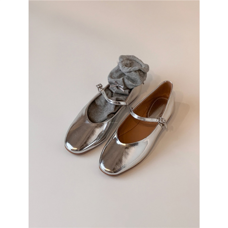 Genuine Leather French Style Beautiful Mary Jane Shoes for Women 2025 Summer New Style One-Line Style Versatile Flat Shoes