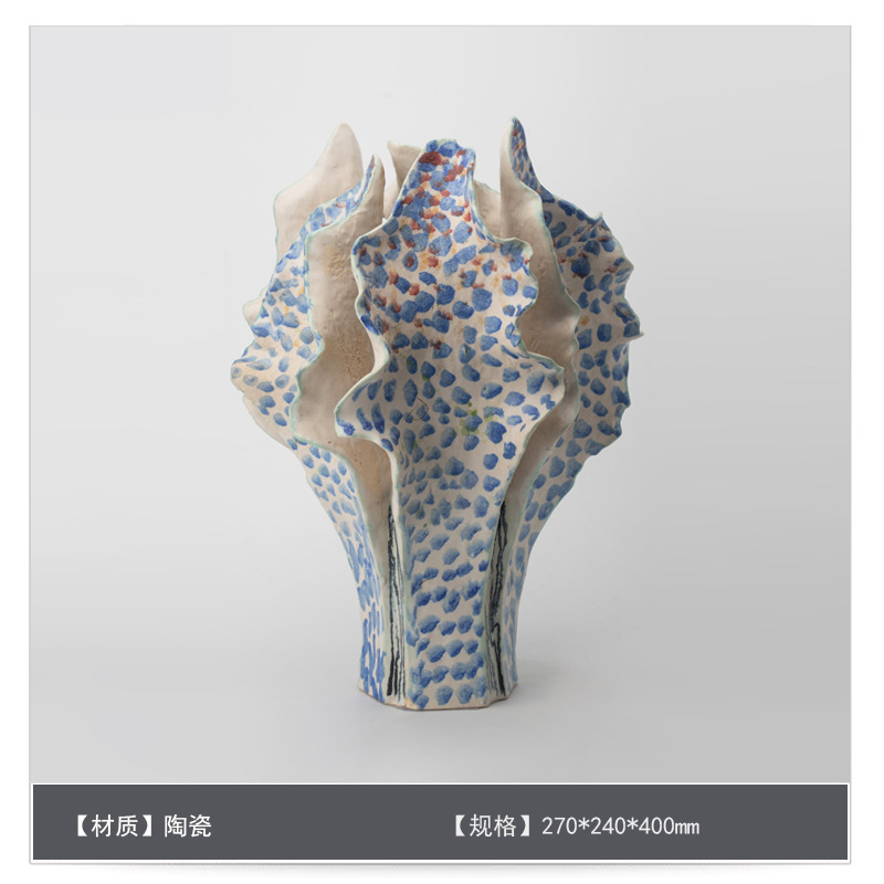 侘寂中古风星点陶瓷花瓶高级感桌面家居软装插花器复古装饰品摆件|undefined