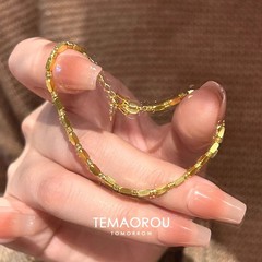 「爱的箴言」爆闪金色糖果珠手链春夏精致高级感小众简约百搭手饰