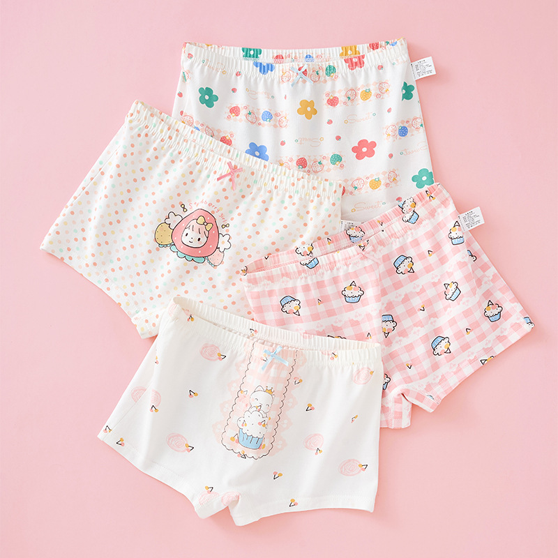 Niñas modelado calzoncillos de esquina para niños de cuatro cuernos para niños pequeños niños pequeños niños pequeños hielo de verano delgado