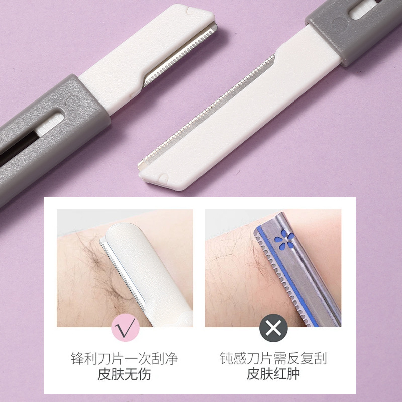 Cuchillo de cejas de doble corte LMLTOP 2 paquetes de afeitadora de cejas de malla macro portátil telescópica y retráctil JJF03