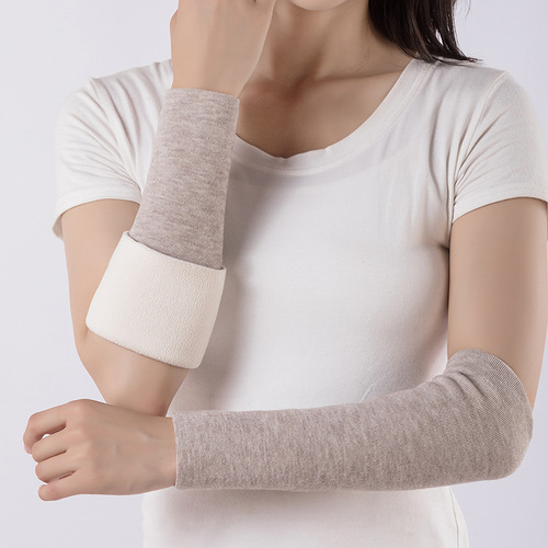 Thick velvet arm sleeves for men and women in autumn and winter, extended arm protection woolen gloves sleeves, joint warm fake sleeves