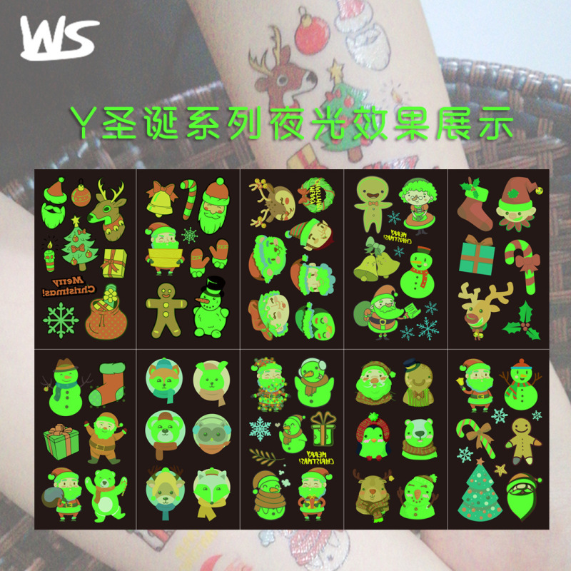 25新款 新年圣诞节马槽诞生主题纹身贴纸 圣诞节日派对防水脸贴|undefined
