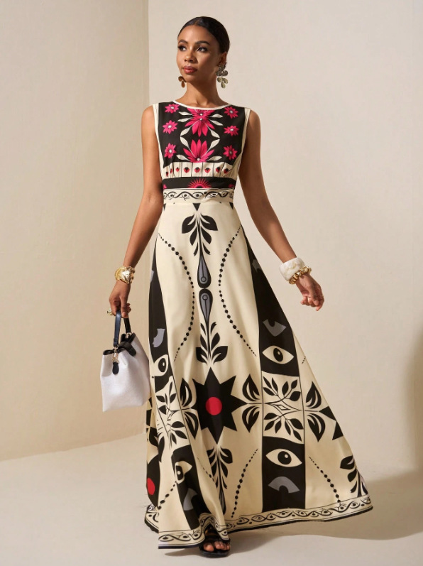 Women's Clothing Summer Women's Bohemian Style Tropical Rainforest Print Dress For Formal & Casual For Women_ecoleips.com