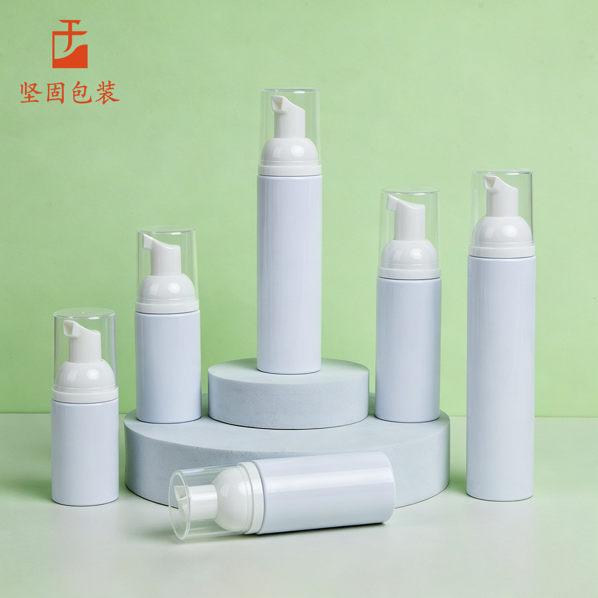 Botella espumosa de mousse de presión transfronteriza 100ml botella de plástico de mascota blanca 30 dientes botella de espuma de limpieza facial portátil