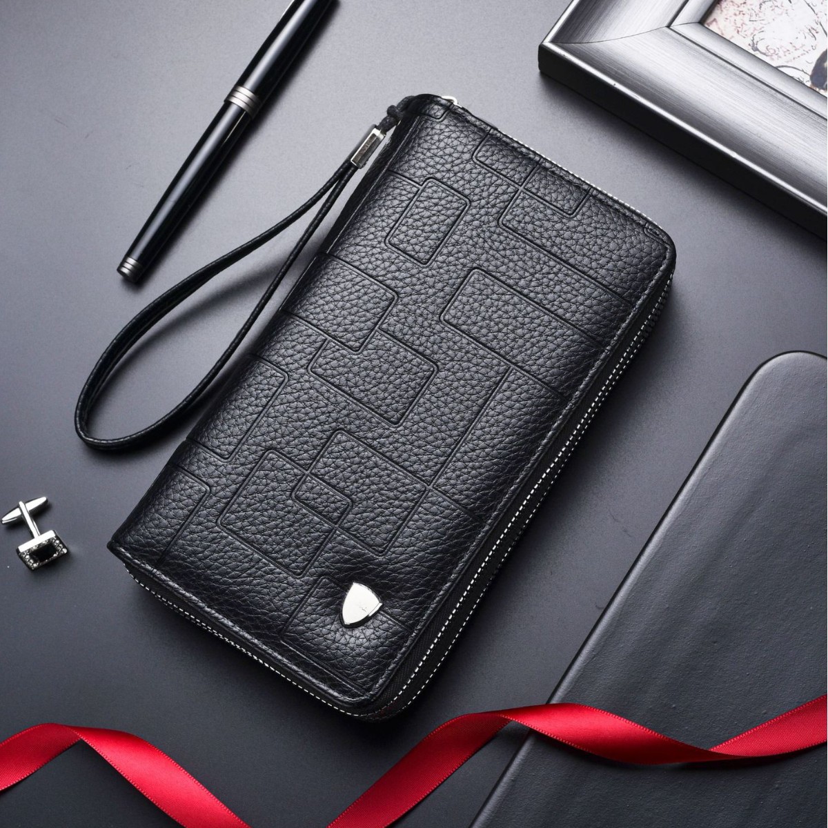 2026 new men's wallet, double-layer zipper handbag, large-capacity clutch, phone and coin purse, factory direct supply
