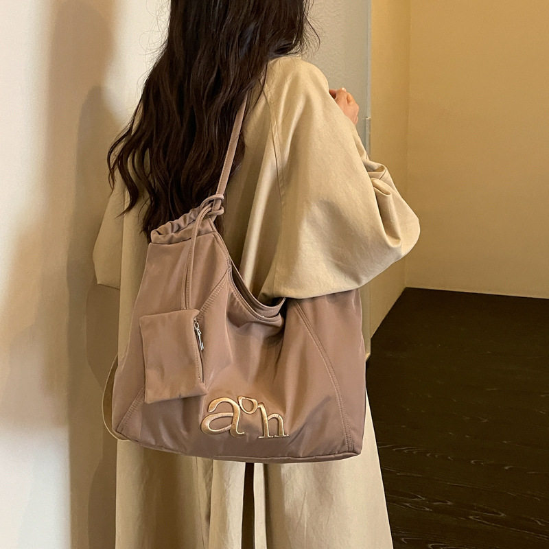 Túi tote nữ vải , túi đeo vai đựng đồ lớn cho sinh viên đi học — màu cà phê, màu kaki, xanh lá cây, đen chi tiết 19