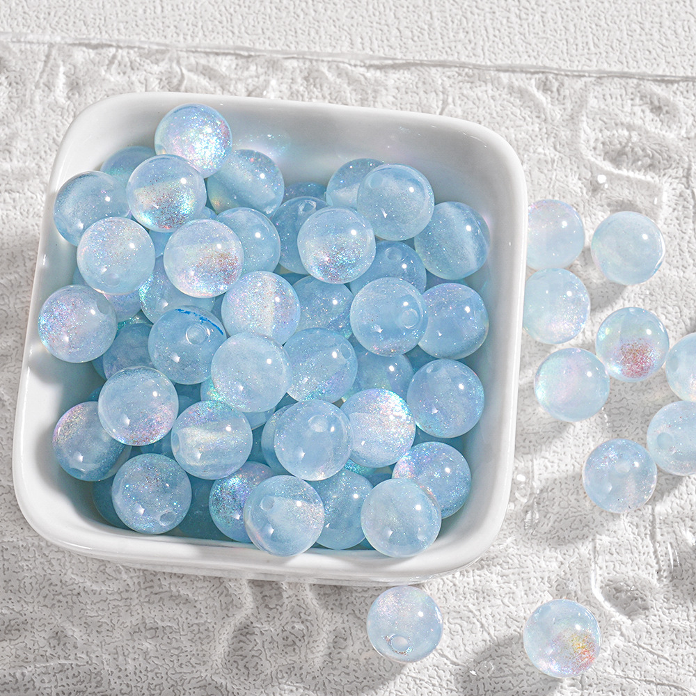 [100 piezas] cuentas de resina brillantes cuentas de ojo de gato cuentas de cielo estrellado diy material de cuentas de cadena de teléfono móvil hecho a mano