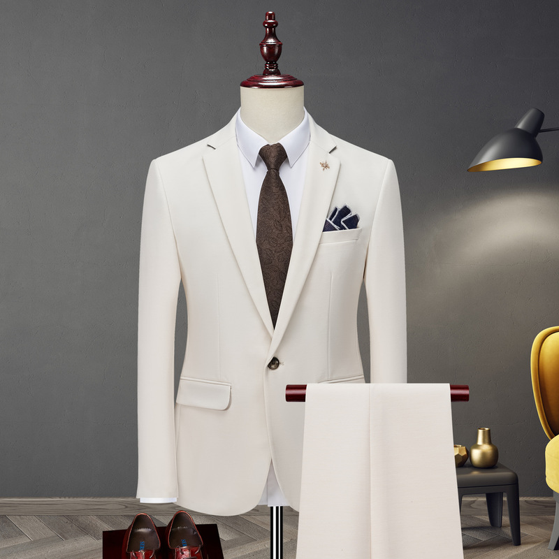 Wedding Suit White Apricot Black Blue Suit Three-Piece Suit Men's Groom Wedding Hm2088