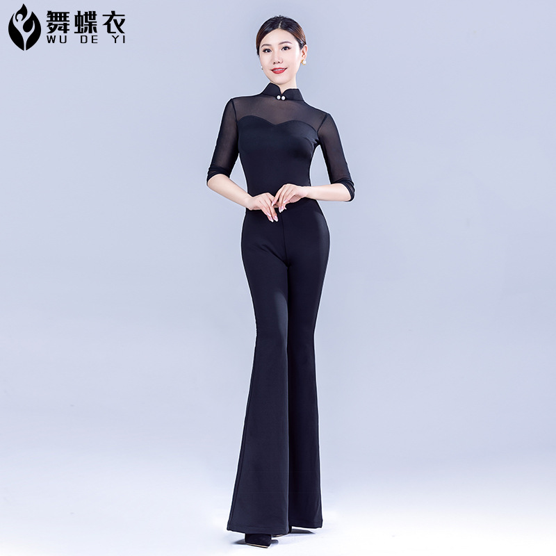 High-End Mentor Body Training Clothing Women's Tops with Breast Pads 2025 New Style Ceremonial Bell Bottoms Catwalk Suit