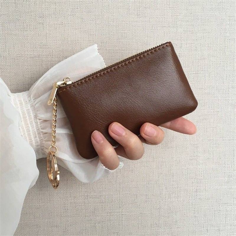 Compact Zipper Coin Purse, Simple Oil-Waxed Leather Key Case, Women's Card Holder, Thin Key Pouch, Lipstick Bag, Car Key Holder Compact Zipper Coin Purse, Simple Oil-Waxed Leather Key Case, Women's Card Holder, Thin Key Pouch, Lipstick Bag, Car Key Holder