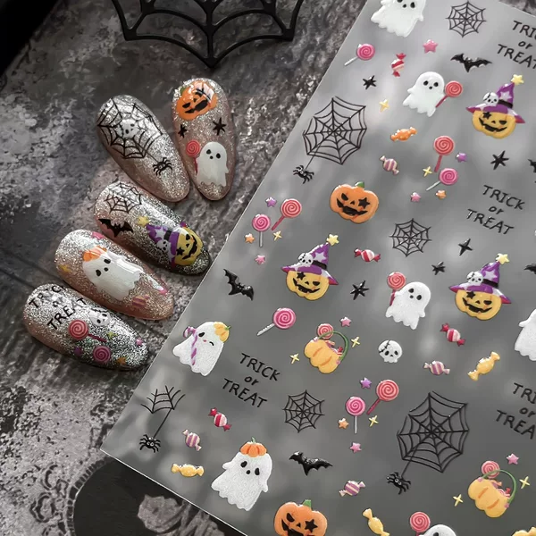 Ant Pattern Nail Stickers 2026 New Halloween Sweet Cool Ghost Pumpkin Cute Style Nail Stickers Wholesale YT9162