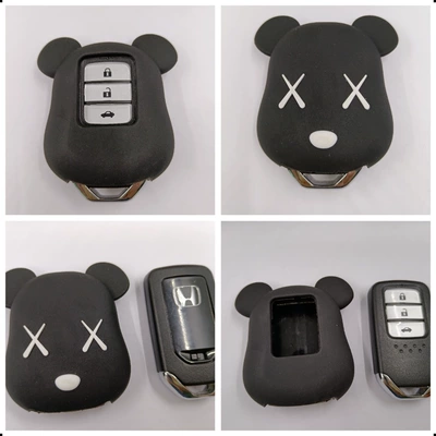 Cartoon car key protective cover Car key bag - suitable-for-honda-violent-bear-black-model-a-ring