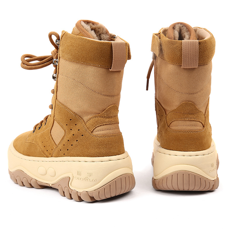 Herrskor Northeast Snökängor Vinter Damstövlar Äkta Läder och Päls Ull Varm Tjock Botten Halkfri Martinstövlar Plus Sammet_voghion.com