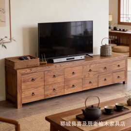 新中式老榆木电视柜客厅卧室储物整理斗柜复古做旧客厅家具落地柜