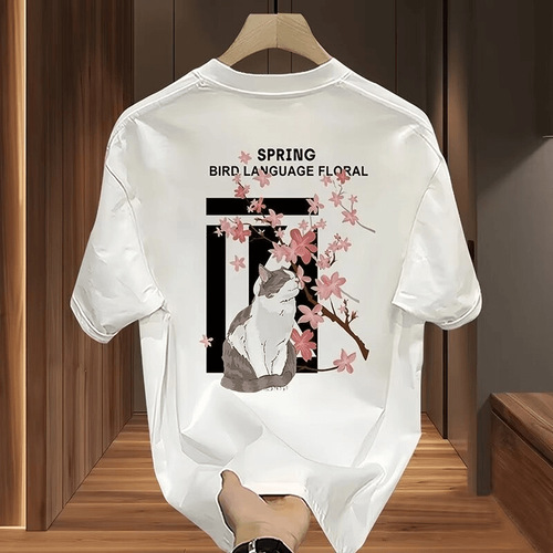 Heavyweight Pure Cotton Short-Sleeve T-Shirt Casual Trendy Men's and Women's Summer Insta-Bridle Round Neck Top Trendy and Versatile Men's Half-Sleeve Top