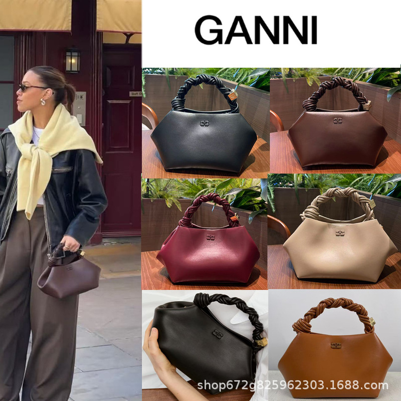 Cross-Border Popular Niche Brand Ganni's New Bou Bag High-End Woven Hexagonal Handbag, Shoulder Bag, and Crossbody Bag for Women