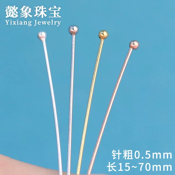 925 Silver Ball Needle Round Head Needle Bead Needle Connecting Needle DIY Earrings Bracelet Necklace Material Silver Accessories Wholesale Silver Needle