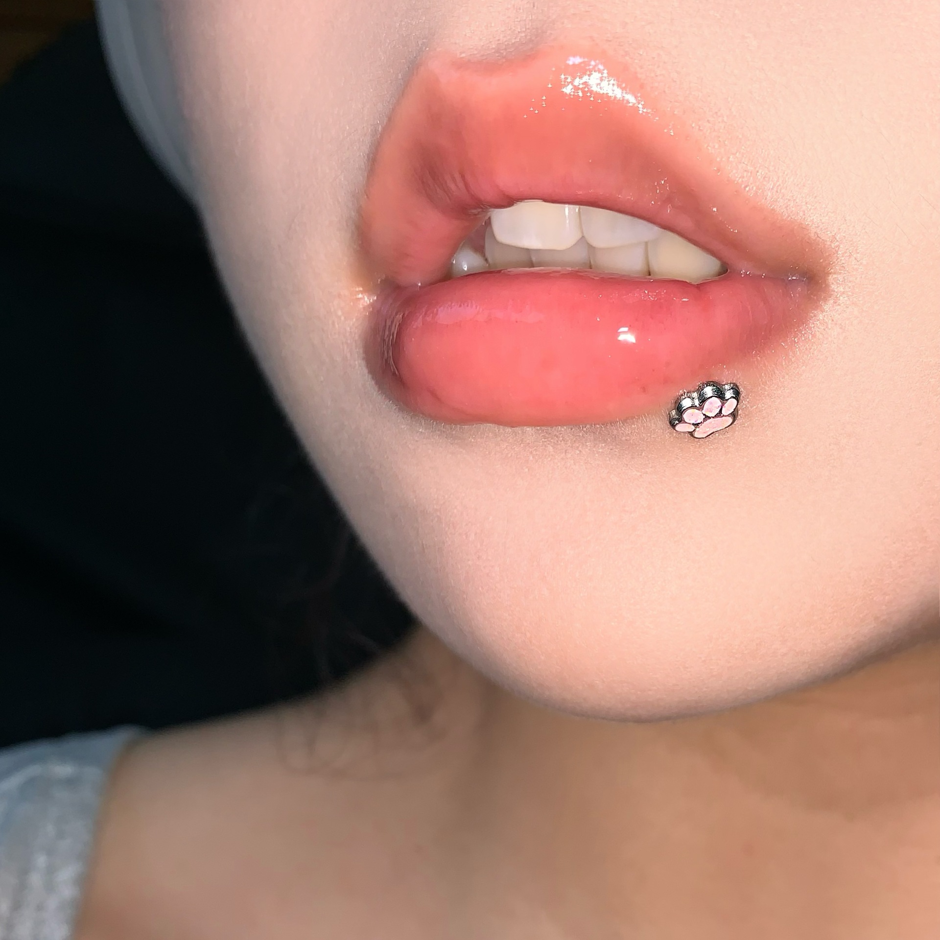 Pink Cat Claw Lip Labret Stud 16mm 1.2mm 316L Surgical Steel Internally Threaded Lip Ring Piercing Jewelry detail image 8