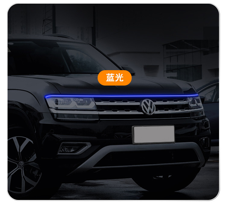 Car Start Scan through Daytime Running Light Dynamic Led Super Bright Hood Light Dual Mode Hood Light Strip Atmosphere