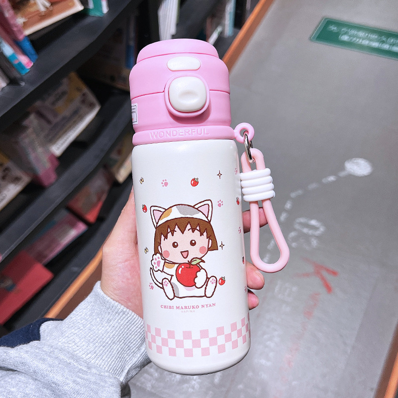 三丽鸥双饮吸管保温杯女生高颜值便携水杯小学生上学防摔保温水壶|undefined