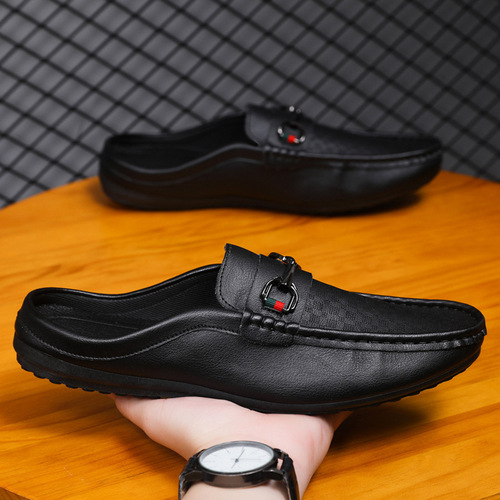 Men's breathable casual half-slippers with soft soles, men's slip-on loafers, wholesale popular business shoes