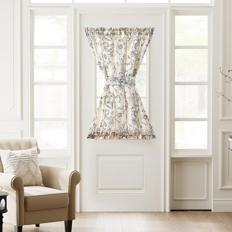 Cross-Border Hot-Selling Printed Door Curtains, French Country Style Light-Transmitting Sheer Curtains, Bathroom Glass Door Half-Curtains, Rod Not Included