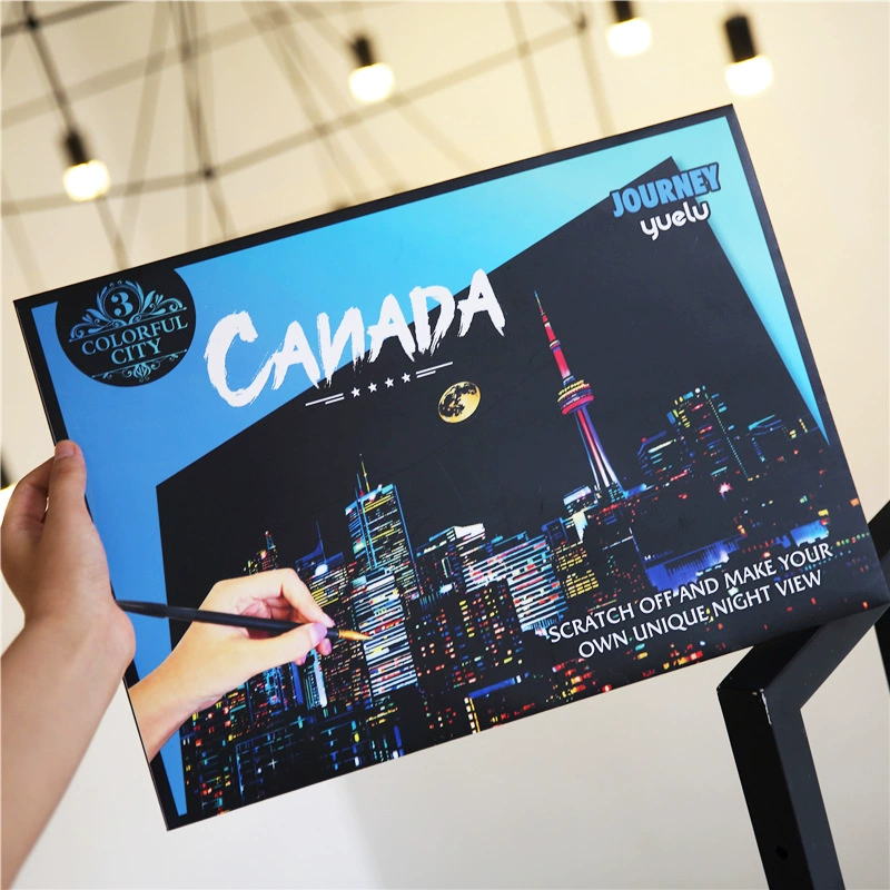 Scratch-Off Night Scenery Painting (Color ③) — 40.5×28.5 cm Adult DIY Art Kit